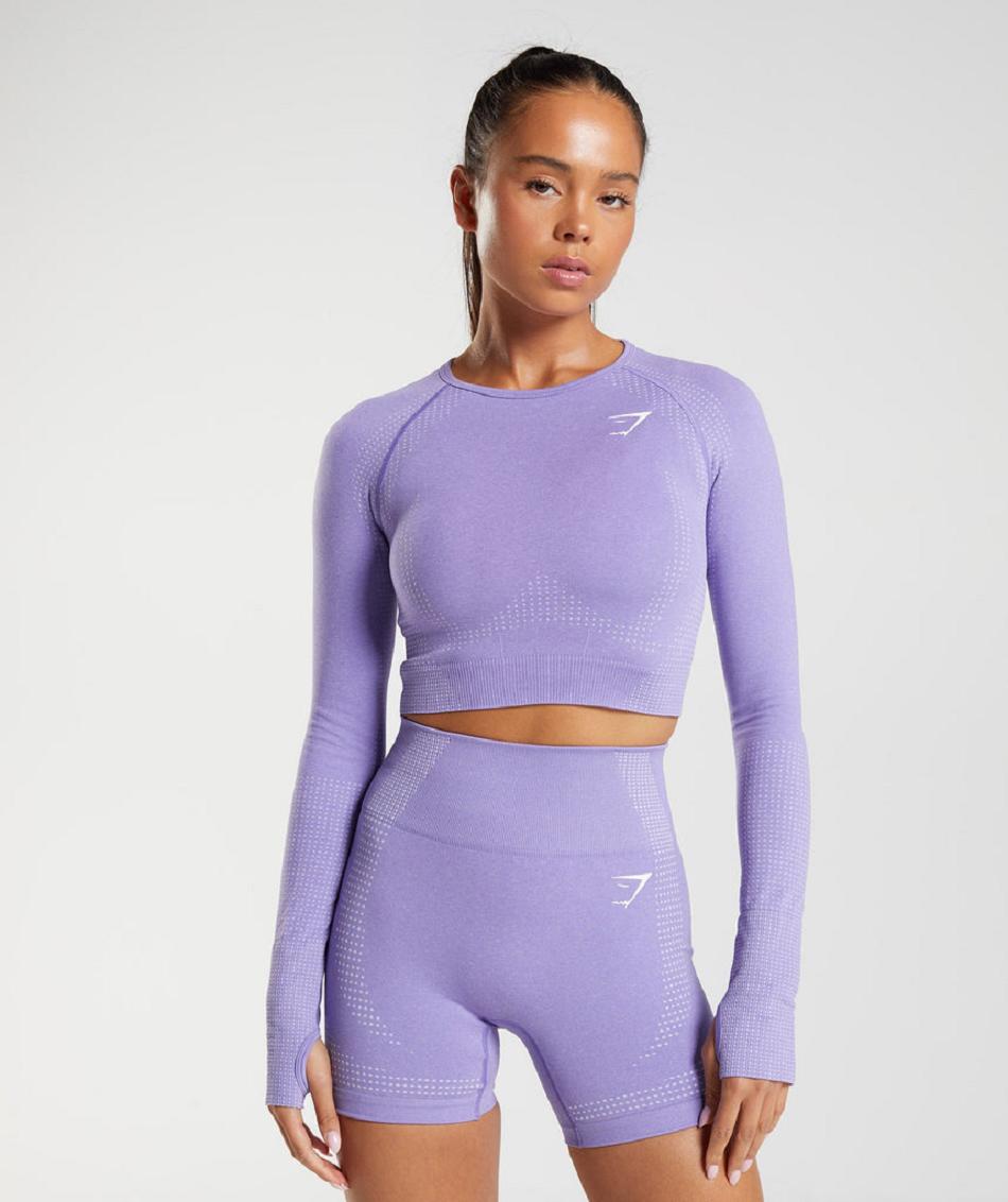 Przycięte Topy Damskie Gymshark Vital Seamless 2.0 Fioletowe | PL 2548GSO